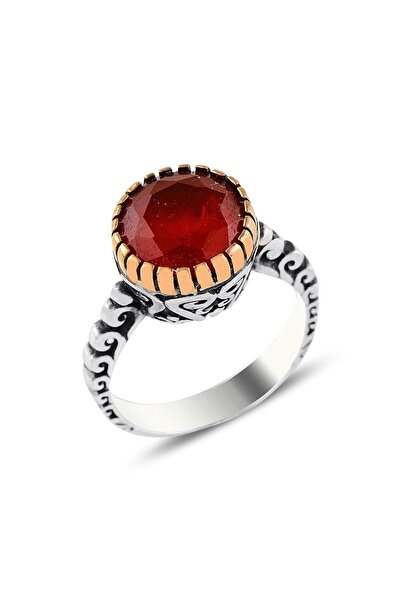 Söğütlü Silver Gümüş Kök Yakut Taşlı Otantik Tektaş Yüzük
