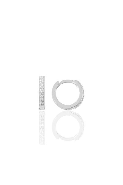 Söğütlü Silver Gümüş Rodyumlu Zirkon Taşlı 10 Mm Halka Küpe Tragus Piercing Helix Kıkırdak Küpesi Sgtl11738rodaj