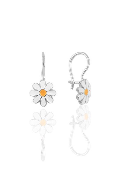 Söğütlü Silver Gümüş Mineli Çengelli Papatya Çocuk Küpesi Sgtl10415rdj