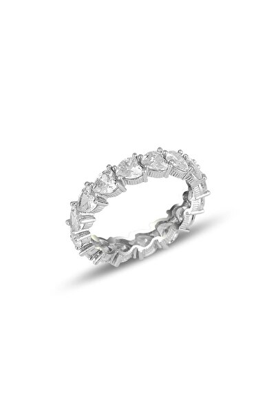 Söğütlü Silver Gümüş Rodyumlu Pırlanta Montürlü Kalp Kesim Zirkon Taşlı Tamtu...