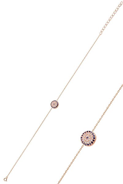 Söğütlü Silver Gümüş Rose Zirkon Taşlı Nazar Modeli Bileklik Sgtl10280nzr