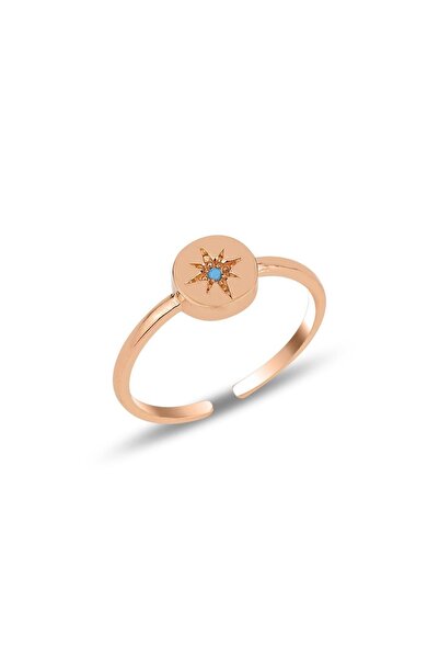 Söğütlü Silver Gümüş Rose Turkuaz Taşlı Kutup Yıldızı Ayarlamalı Yüzük Sgtl11...