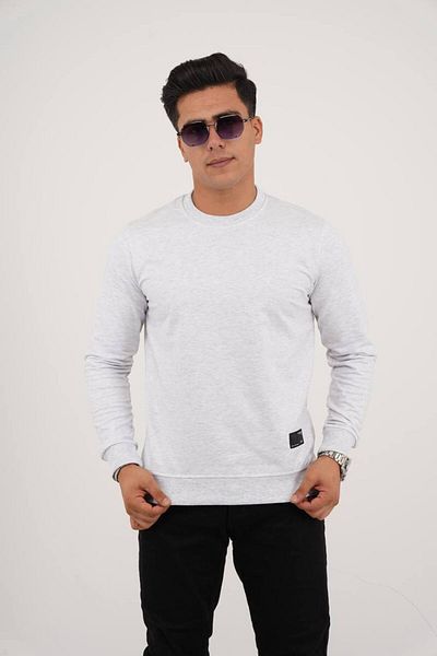 Est Estola Men's - Light Gray Color, Crew Neck, 2 Thread Relaxed Sweatshirt