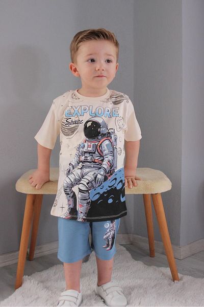 LİLLYPİCCA SET DE 2 BUC. CU PANTOR SORRT PIETANAT DIN BUMBAC CU MODEL ASTRONAUT