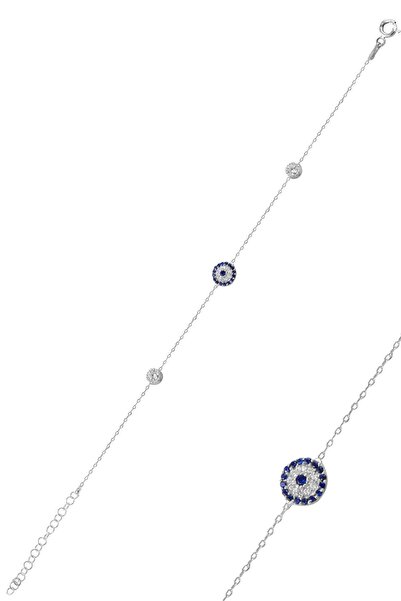 Söğütlü Silver Kadın Nazarlık Model Zirkon Taşlı Gümüş Bileklik SGTL9720
