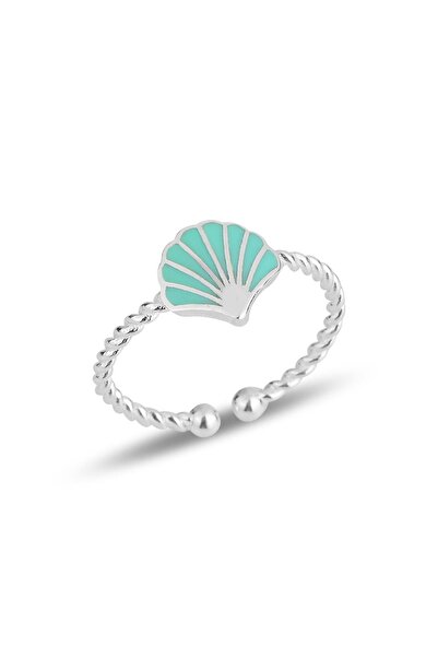 Söğütlü Silver Gümüş Yeşil Mineli Midye Ayarlamalı Çocuk Yüzüğü Sgtl11827yesıl