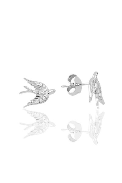 Söğütlü Silver Gümüş Rodyumlu Kırlangıç Küpe Sgtl10819rodaj
