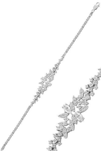 Söğütlü Silver Gümüş Beyaz Altın Rodyumlu Pırlanta Modeli Zirkon Taşlı prense...