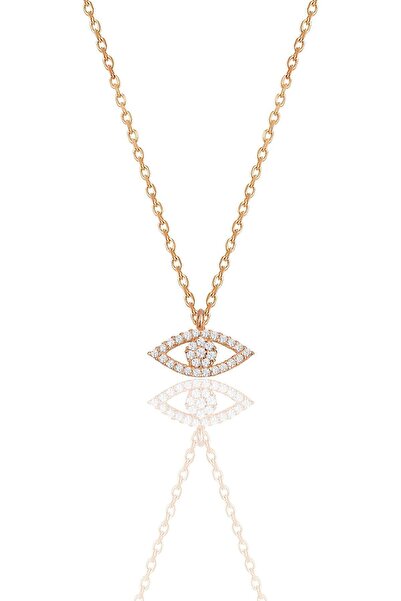 Söğütlü Silver Gümüş Rose Zirkon Taşlı Göz Kolye Sgtl9144