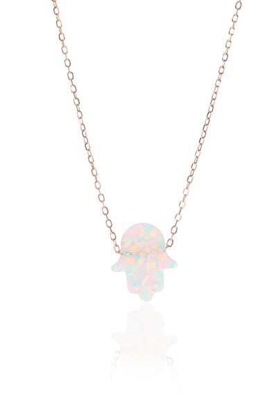 Söğütlü Silver Kadın Gümüş Opal Taşlı Fatma Ana Eli Kolye SGTL9132