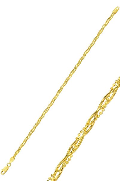 Söğütlü Silver Gümüş altın yaldızlı toplu italyan bileklik SGTL12430GOLD