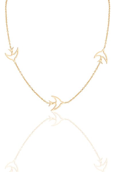 Söğütlü Silver Gümüş rose martı kolye SGTL12319ROSE