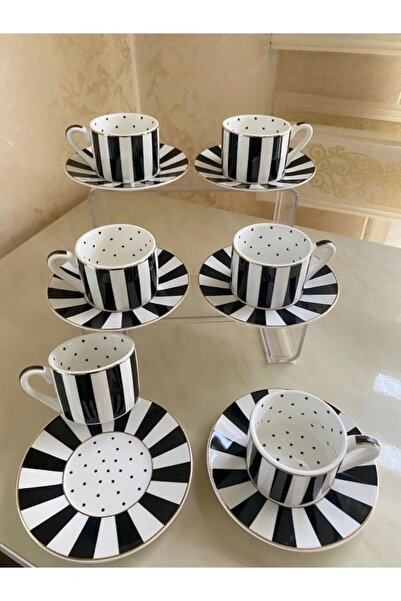 Kayaer Home كوب قهوة باللونين الأبيض والأسود - مجموعة بدلة BY COMO