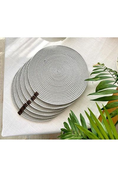 harev home collection 6 Pieces Wicker Plate / American Service Lux Presentation Plate Mat 32 cm