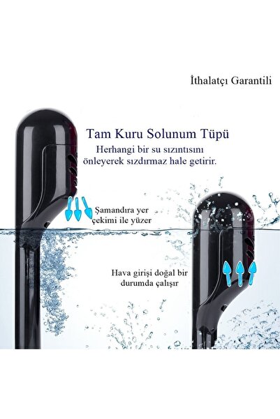 Reidan Lxl Beden Siyah Dalış Maskesi Tam Yüz Full Face Şnorkel Anti Sızıntı Ekipmanları 360 Görüntü Slikon