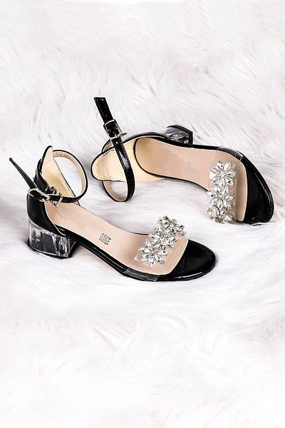 Kiko Kids 3 cm transparente Sandalen mit Steinabsatz für Mädchen - Abendschuhe