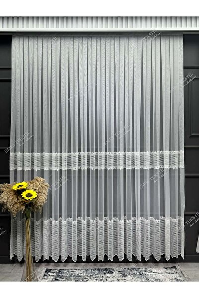 Emes Özel İşlemeli,tül,1*3,desenli,şık,zarif,salon,zambak,pileli