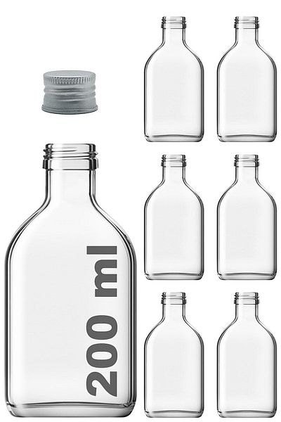COLDBREWTREND كولد برو شفاف 200 مل غطاء معدني فضي مانع للتسرب زجاجة فارغة 6 قطع