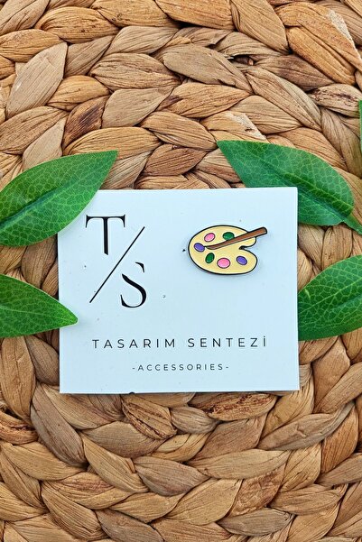 Badge Metal Brooch Collar School Bag Clothes Hat Jewelry Accessory Painting Pallet Painter Watercolor Rosette