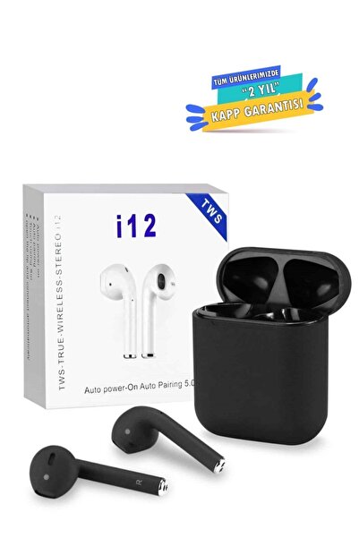 İnter J78 Inpods I12 Uyumlu Siyah Inpods12 Makaron Bluetooth Kulaklık Mat Ren...