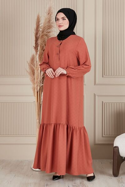 fistan Φούστα με βολάν μπροστά με κουμπιά Φαρδύ φόρεμα Aerobin Φόρεμα Hijab Φόρεμα για προσευχή της μητέρας