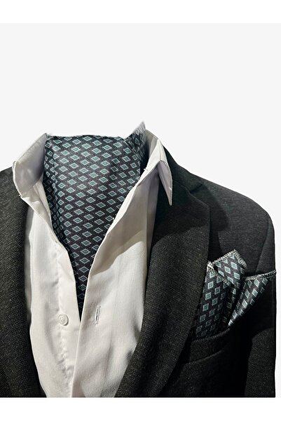 TMFASHİON Erkek Geometrik Desenli Kendinden Bağlı Boyun Monşer  Ascot Fular  ...
