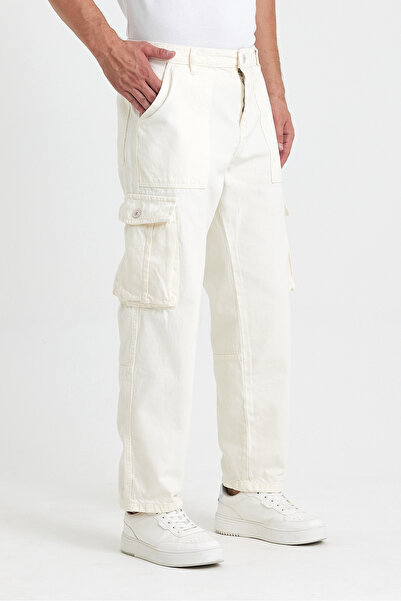 Tarz Cool Men's Baggy Off-white Cargo Pants