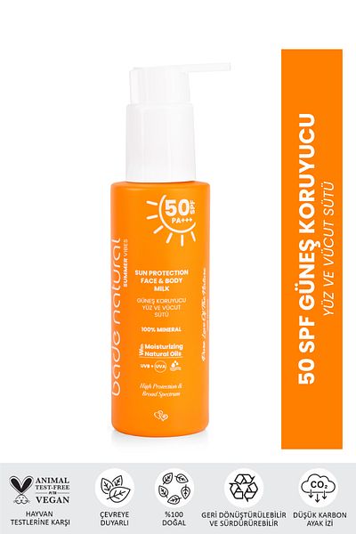Bade Natural 50 Spf Sunscreen Face and Body Milk 100 ml