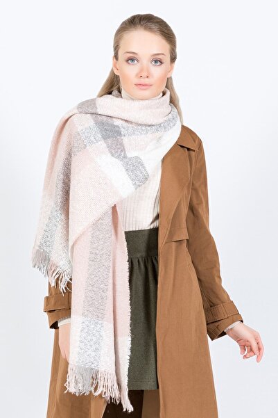 POSUSS Ekose Deseni Akrilik Kadın Şal 50x185 Cm. - Pembe - Ps2127