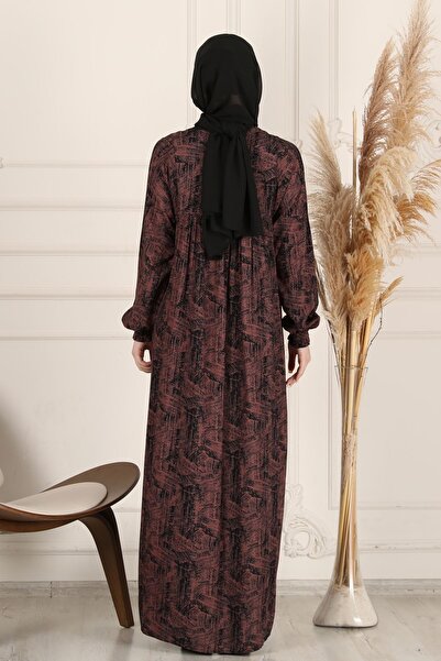 fistan Shirring Robadan Μπροστινά κουμπιά από ύφασμα βισκόζης Φόρεμα προσευχής για μητρικό φόρεμα