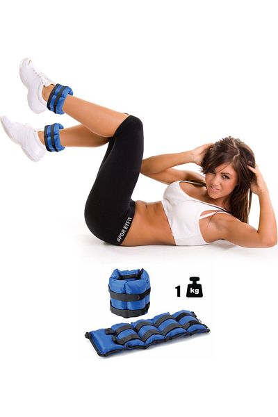 Spor Byfit 1 Kg X 2 Pieces Blue Hand or Ankle Weight + Hand Spring