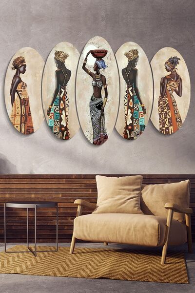 Evimemoda Afrikalı Kadınlar 5 Parçalı Mdf Tablo
