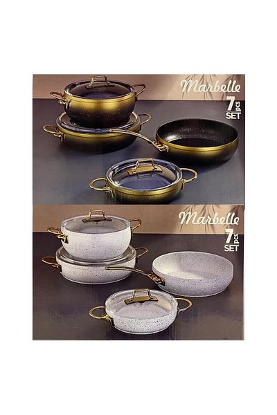 Aydudu Bonera Marbella 7 Piece Granite Pot Tk White