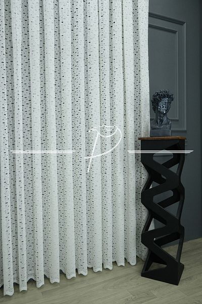 Emes Cortina de lux din tul cu model perforat, fără îngrijire, pentru sufragerie și bucătărie
