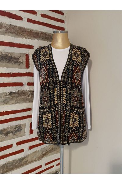 Sevil Giyim Mother Knitwear Kilim Pattern Model Vest