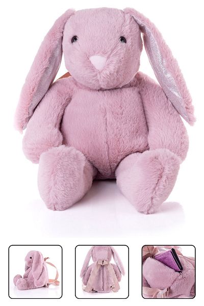Ecrou 43 Cm Shiny Plush Rabbit Backpack - with Ears