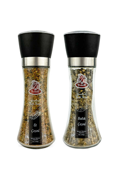 TUZOT Baharat Çeşni Cam Değirmenli 2'li Set (Et-Balık)