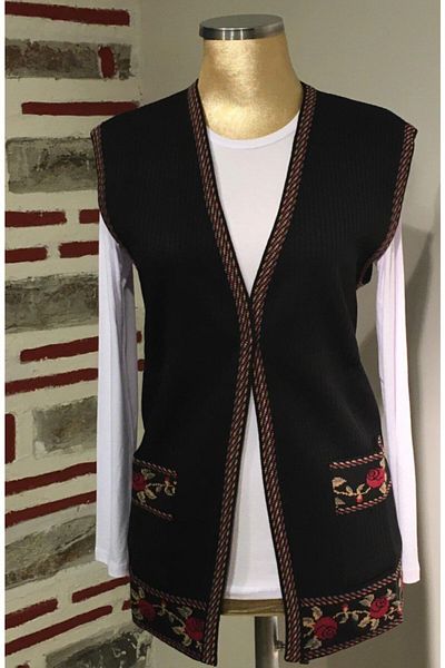 Sevil Giyim Mother Knitwear Allı Rose Model Vest