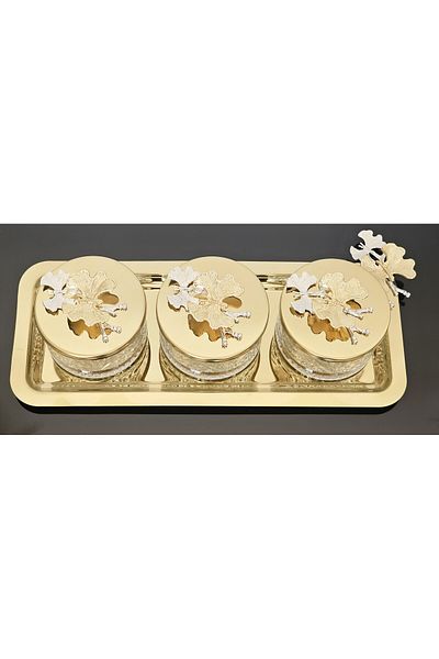 atabey home collection طقم أوعية ذهبية على شكل فراشة مكونة من 3 قطع ووعاء سكر ووعاء تقديم ووعاء للوجبات الخفيفة
