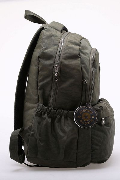 KISCHE Khaki Green Crinkle Waterproof Primary School and College Bag - with Laptop Compartment