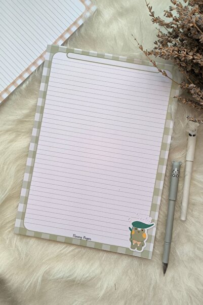 Flowery Paper Timsah Çizgili Defter A4 Notepad - Memopad,Check List ,Not Deft...