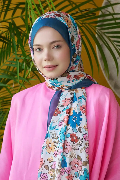 Madame Polo Seremoni Koleksiyonu Flora Desen Şal - Petrol