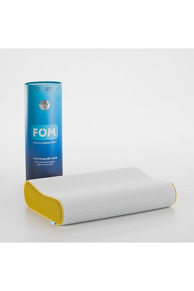 FOM وسادة نوم كاملة مرنة لتقويم العظام - فيسكو مريحة، 60x40x14/11 أصفر