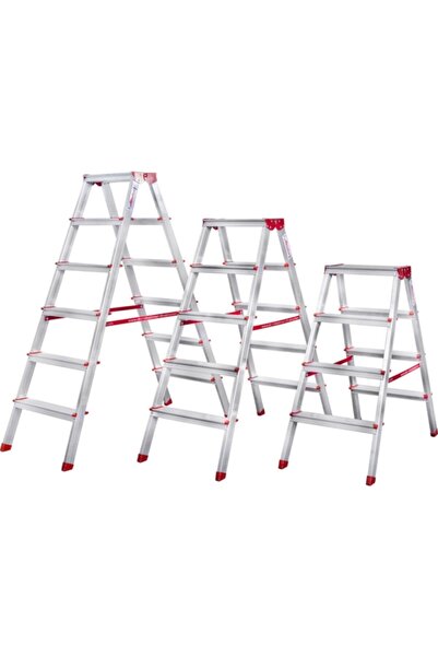 akrobat 3 Basamaklı Çift Çıkışlı 3+3 Alüminyum Merdiven Ak-cc3