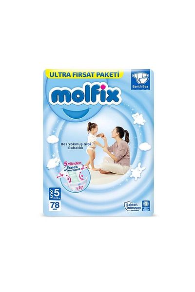NW NessiWorld Molfix Baby Diapers Ultra Opportunity Package Size 5 11-18 Kg 78 Pieces