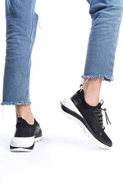 Limeo Women's Black Glittery Shiny Laced Soft Sneaker Sports Shoes