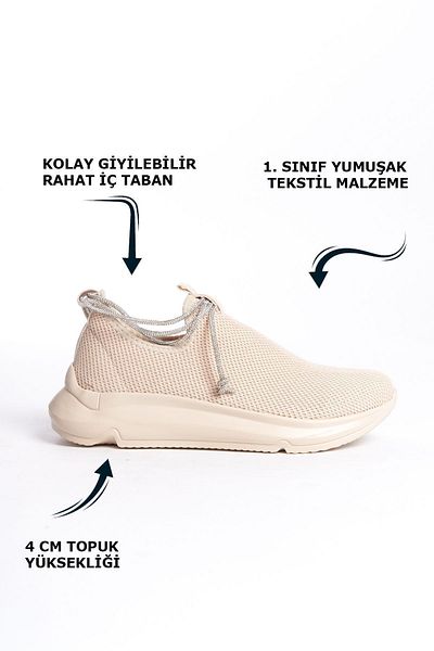 Limeo Crem Dungi strălucitoare Detaliate Textil moale Pantofi de zi cu zi confortabili Pantofi de mers sport pentru femei