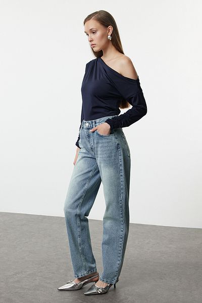 Trendyol Collection Blugi drepti albastri - Talie Normala TWOAW25JE00088