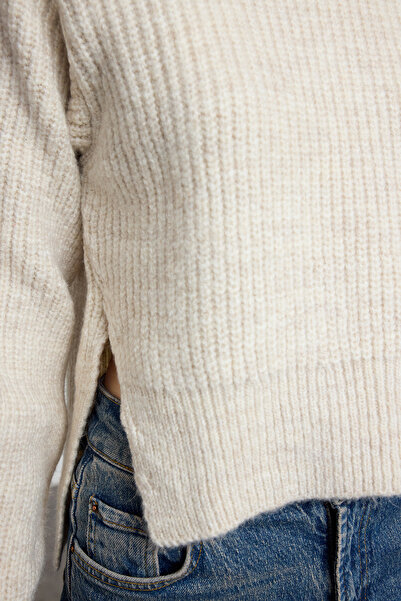 Trendyol Collection Πλεκτό πουλόβερ με μανίκια με μπαλόνι - Stone, TWOAW25KZ00230