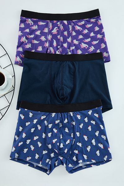 Trendyol Collection Σολομός-Πολύχρωμο 3 Πακέτο Μοτίβο/Απλό Βαμβακερό Μπόξερ TMNAW25BX00009